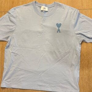 Men’s AMI Blue T-Shirt with Heart Logo